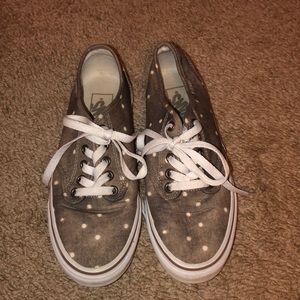 Used Gray/brown and white polka dot van sneaks